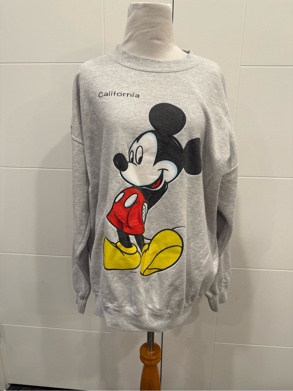 Retro California Mickey Mouse Graphic Sweatshirt - Gray